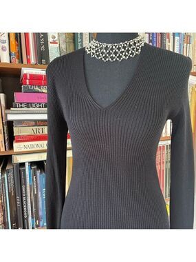 Sisley Made in Italy Black Ribbed Knitwear Size XS